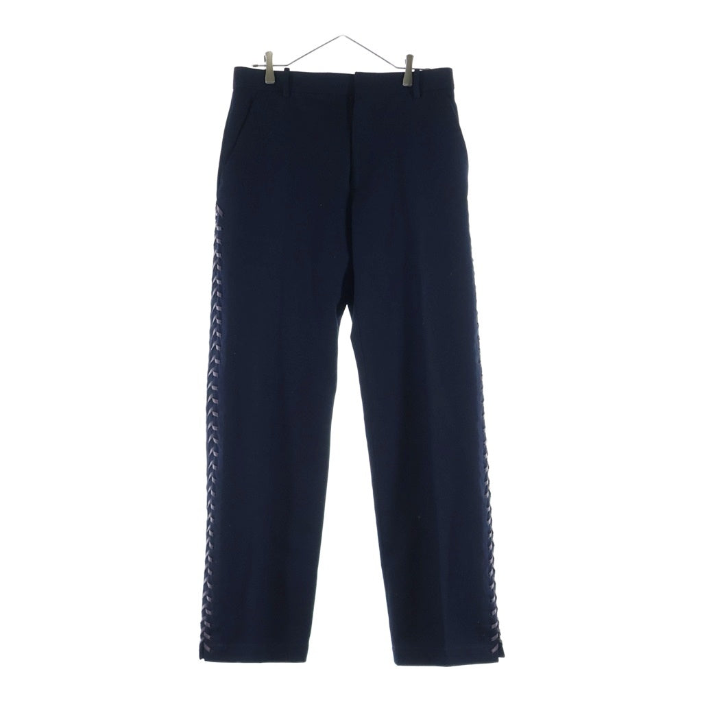 BOTTEGA VENETA(ボッテガヴェネタ) 23SS Cotton Canvas Lace-Up Pants コットンキャンバスレースアップパンツ ハイウエストサイドレーストラウザーズ 729196V0BT0 ネイビー