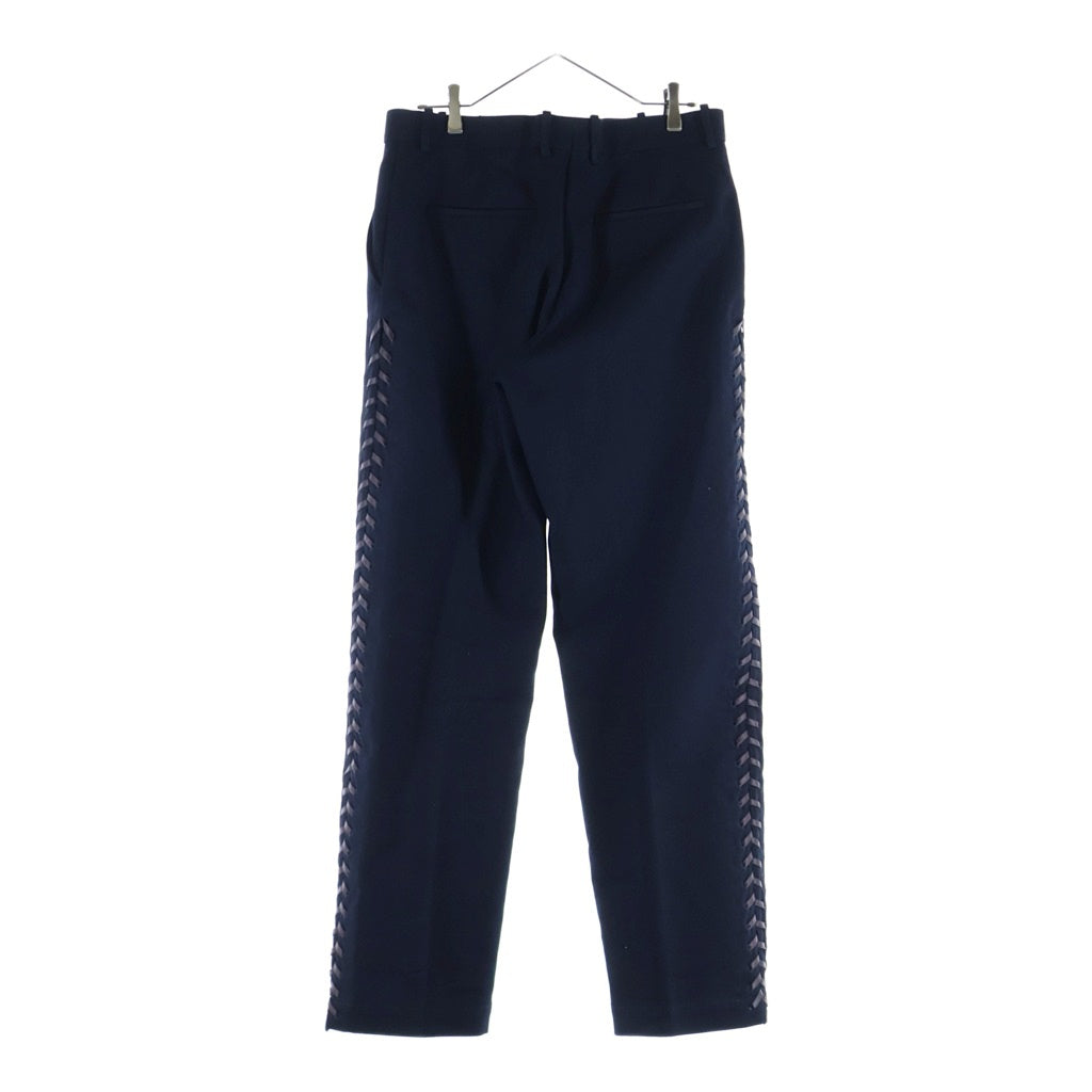 BOTTEGA VENETA(ボッテガヴェネタ) 23SS Cotton Canvas Lace-Up Pants コットンキャンバスレースアップパンツ ハイウエストサイドレーストラウザーズ 729196V0BT0 ネイビー