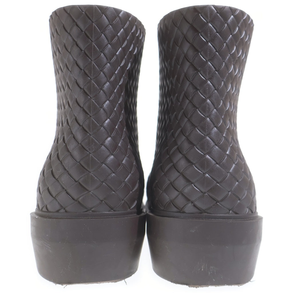 BOTTEGA VENETA(ボッテガヴェネタ) FIREMAN Short Rubber Boots ファイヤーマン イントレチャートエンボス加工ラバーアンクルブーツ 764422 ブラウン