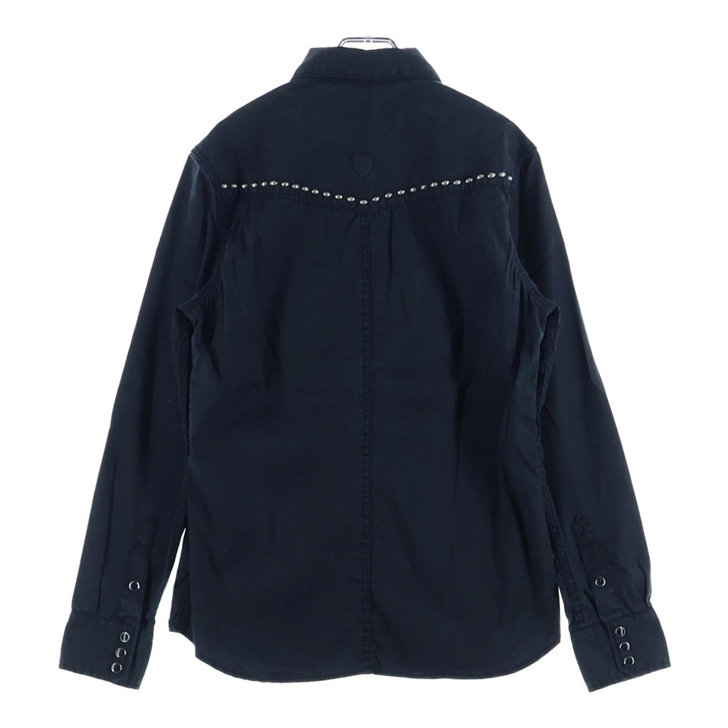 HTC(エイチティーシー) ×AKM Studs Western Shirts ×エーケーエム スタッズウエスタンシャツ ボタンダウン長袖シャツ ブラック