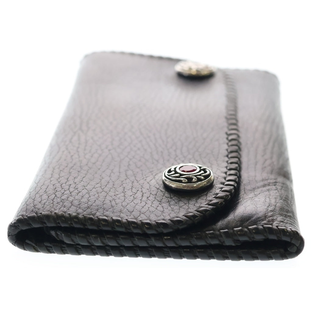 VAN AMBURG(ヴァンアンバーグレザーズ) 3 Fold Leather Wallet 3フォールドレザーウォレット スタッズ装飾3つ折り財布 ブラック/シルバー レディース