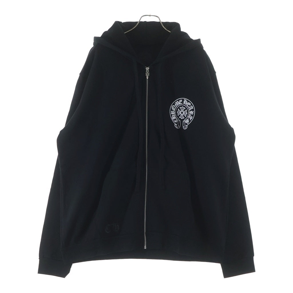 CHROME HEARTS(クロムハーツ) SWTSHRT HD ZIP 東京限定バックホースシュープリントダガージップパーカー フーディ ブラック