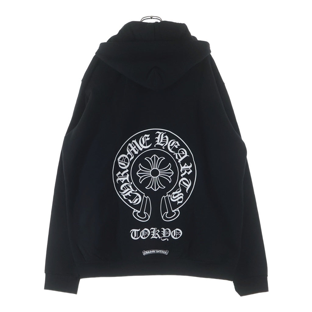 CHROME HEARTS(クロムハーツ) SWTSHRT HD ZIP 東京限定バックホースシュープリントダガージップパーカー フーディ ブラック