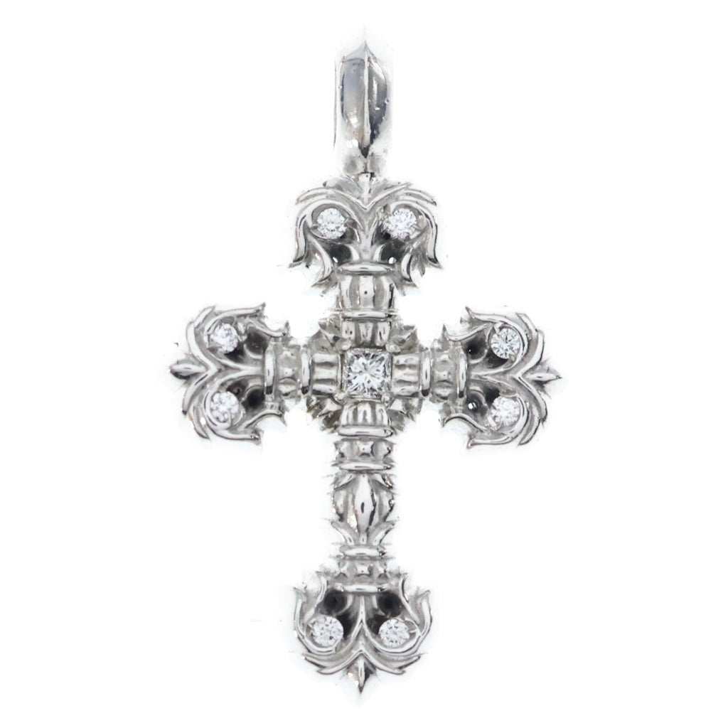 CHROME HEARTS(クロムハーツ) 18KWG CHARM FILIGREE TINY P DMND タイニーフィリグリー PAVEダイヤ シルバー ネックレストップ ホワイトゴールド