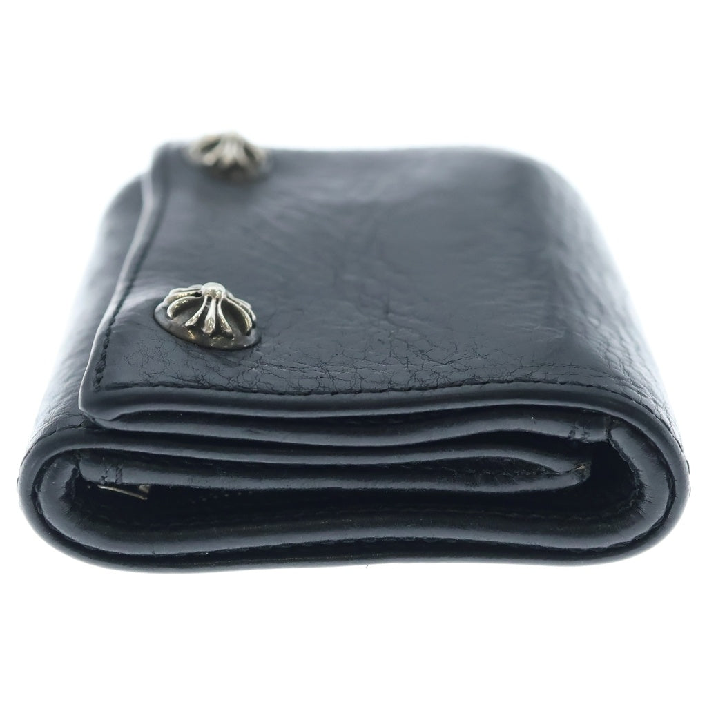 CHROME HEARTS(クロムハーツ) 3FOLD 3フォールド クロスボールボタン クロスパッチ レザーウォレット 財布 ブラック