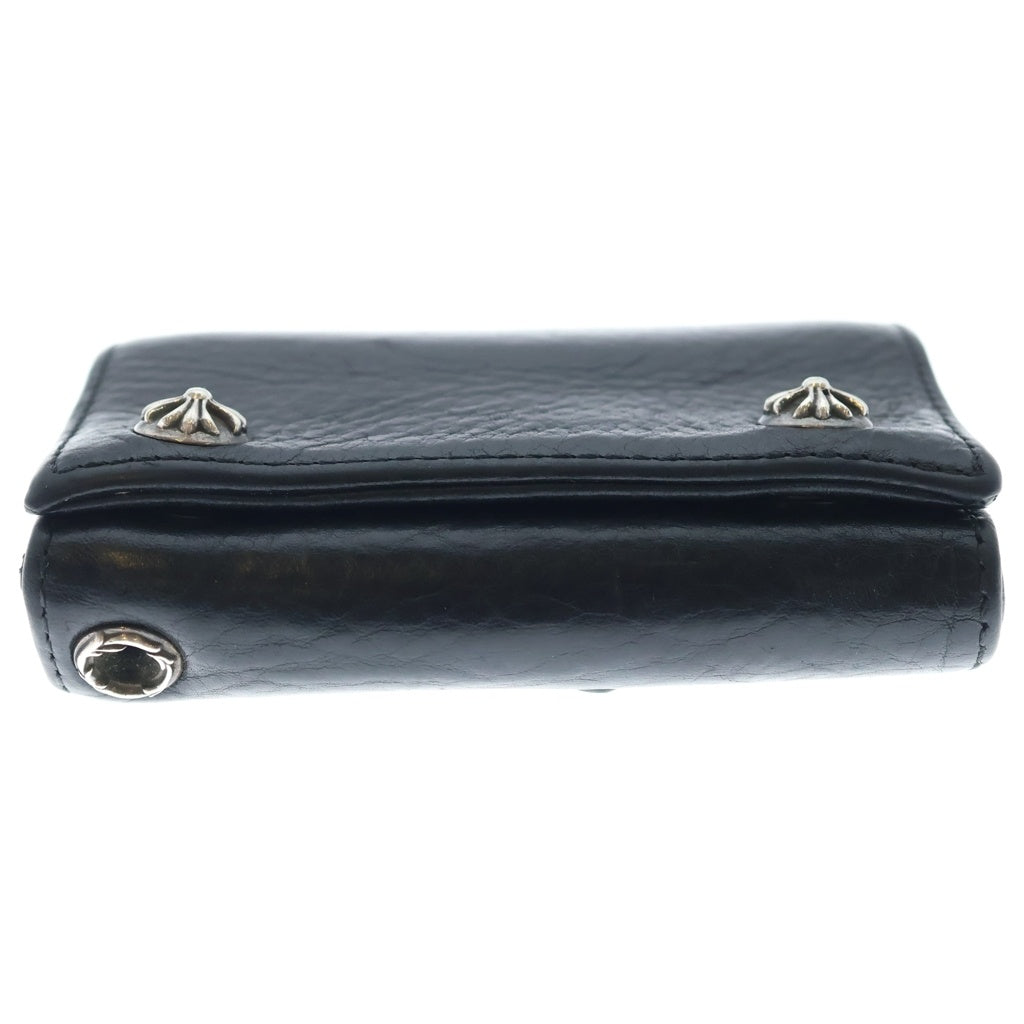 CHROME HEARTS(クロムハーツ) 3FOLD 3フォールド クロスボールボタン クロスパッチ レザーウォレット 財布 ブラック