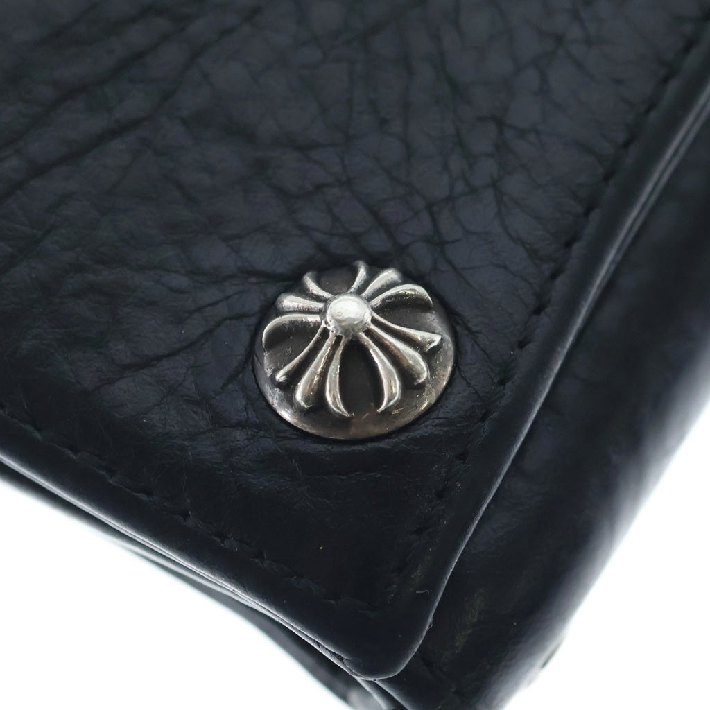 CHROME HEARTS(クロムハーツ) 3FOLD 3フォールド クロスボールボタン クロスパッチ レザーウォレット 財布 ブラック