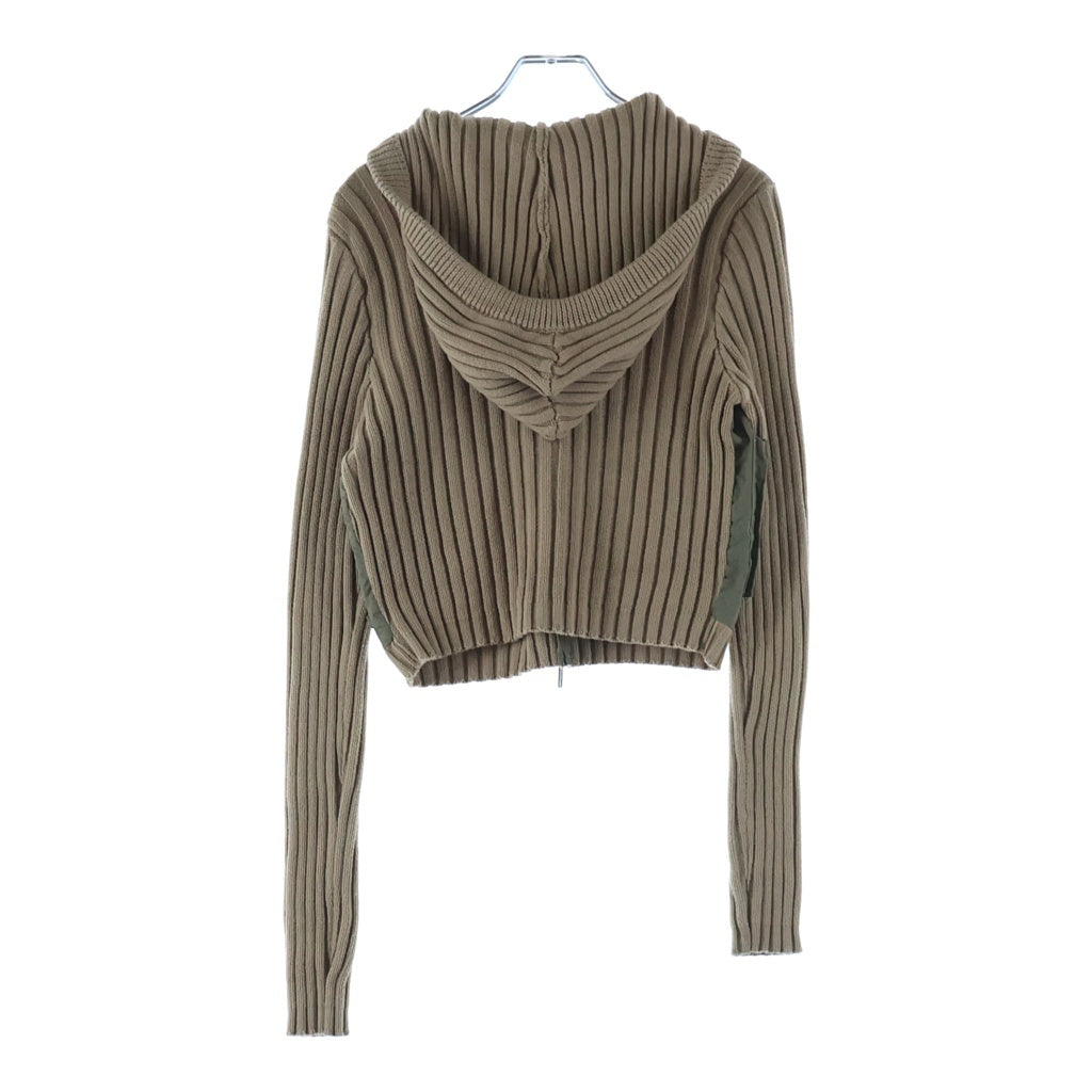 JADED LONDON(ジェイデッドロンドン) Cargo Jacket ニット切替 フーデット カーゴジャケット カーキ/ベージュ レディース