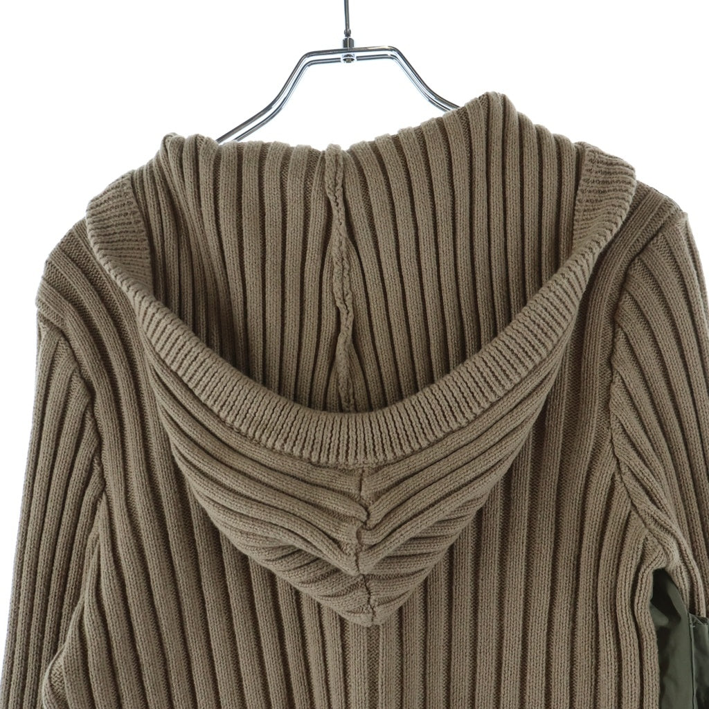 JADED LONDON(ジェイデッドロンドン) Cargo Jacket ニット切替 フーデット カーゴジャケット カーキ/ベージュ レディース