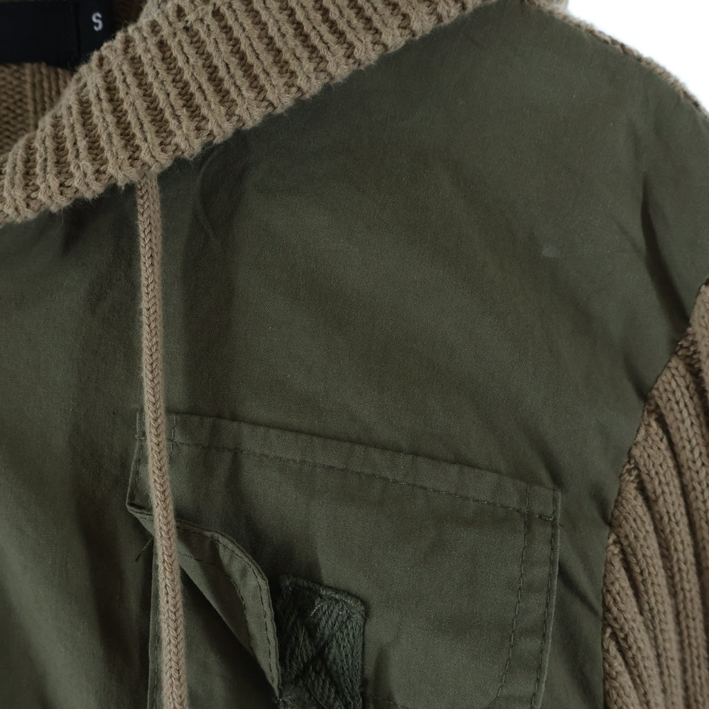 JADED LONDON(ジェイデッドロンドン) Cargo Jacket ニット切替 フーデット カーゴジャケット カーキ/ベージュ レディース