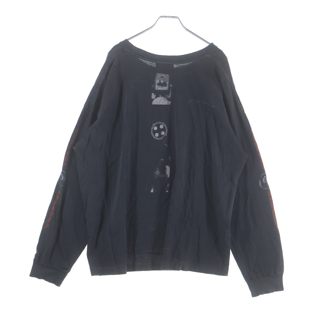 ENFANTS RICHES DEPRIMES(アンファンリッシュデプリメ) BATHROOM STALL LS T-SHIRT バスルームストールロングスリーブTシャツ ロゴプリントダメージ加工クルーネック長袖Tシャツ ブラック