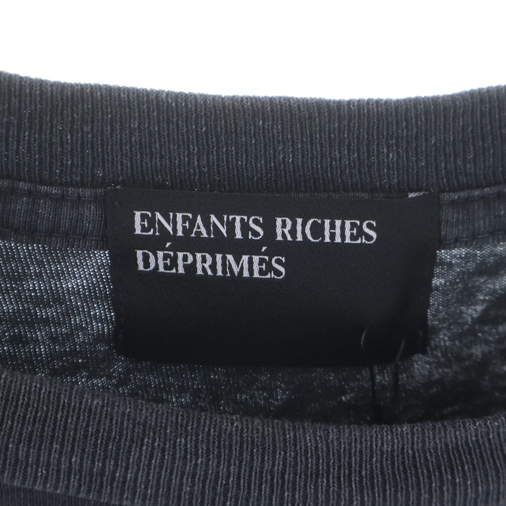 ENFANTS RICHES DEPRIMES(アンファンリッシュデプリメ) BATHROOM STALL LS T-SHIRT バスルームストールロングスリーブTシャツ ロゴプリントダメージ加工クルーネック長袖Tシャツ ブラック