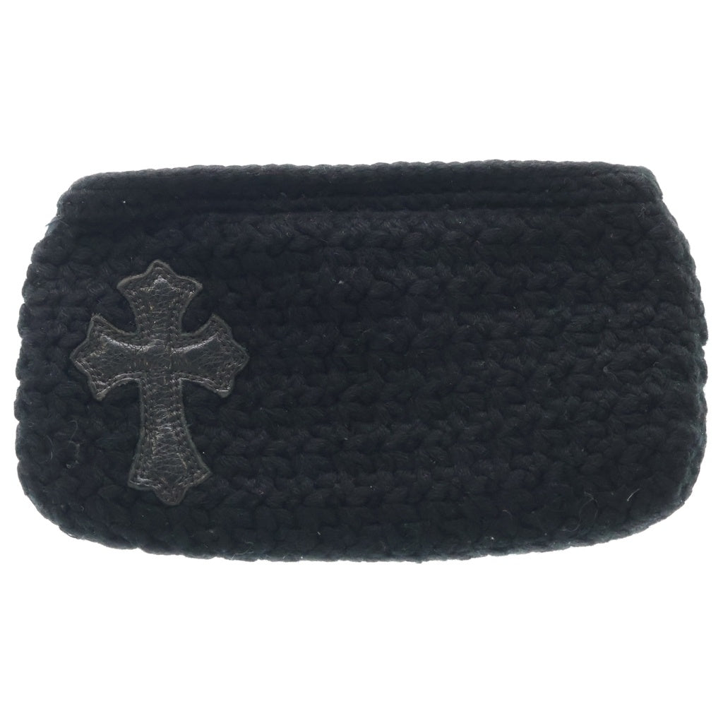 CHROME HEARTS(クロムハーツ) CASHMERE ZPR CHG PURSE クロスパッチ付き カシミヤ チェンジパース クローチェ ウォレット 財布 ブラック