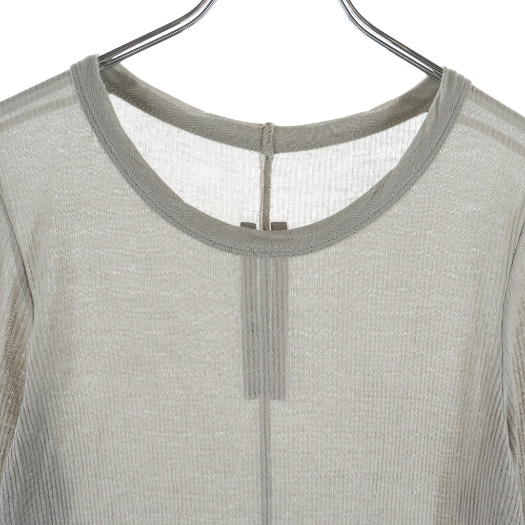 Rick Owens(リックオウエンス) 24SS RIB LONG SLEEVE TEE シアー 長袖Tシャツ カットソー ベージュ RU01D3250-RC