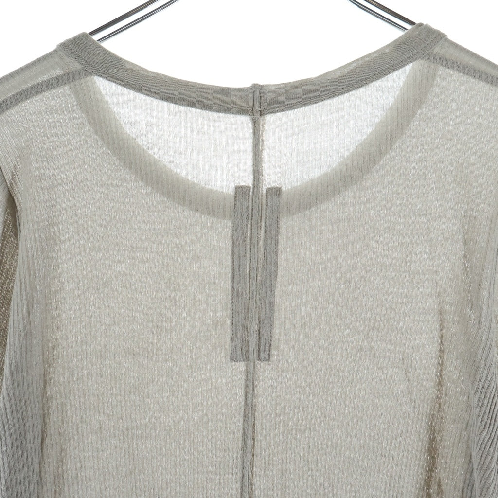 Rick Owens(リックオウエンス) 24SS RIB LONG SLEEVE TEE シアー 長袖Tシャツ カットソー ベージュ RU01D3250-RC