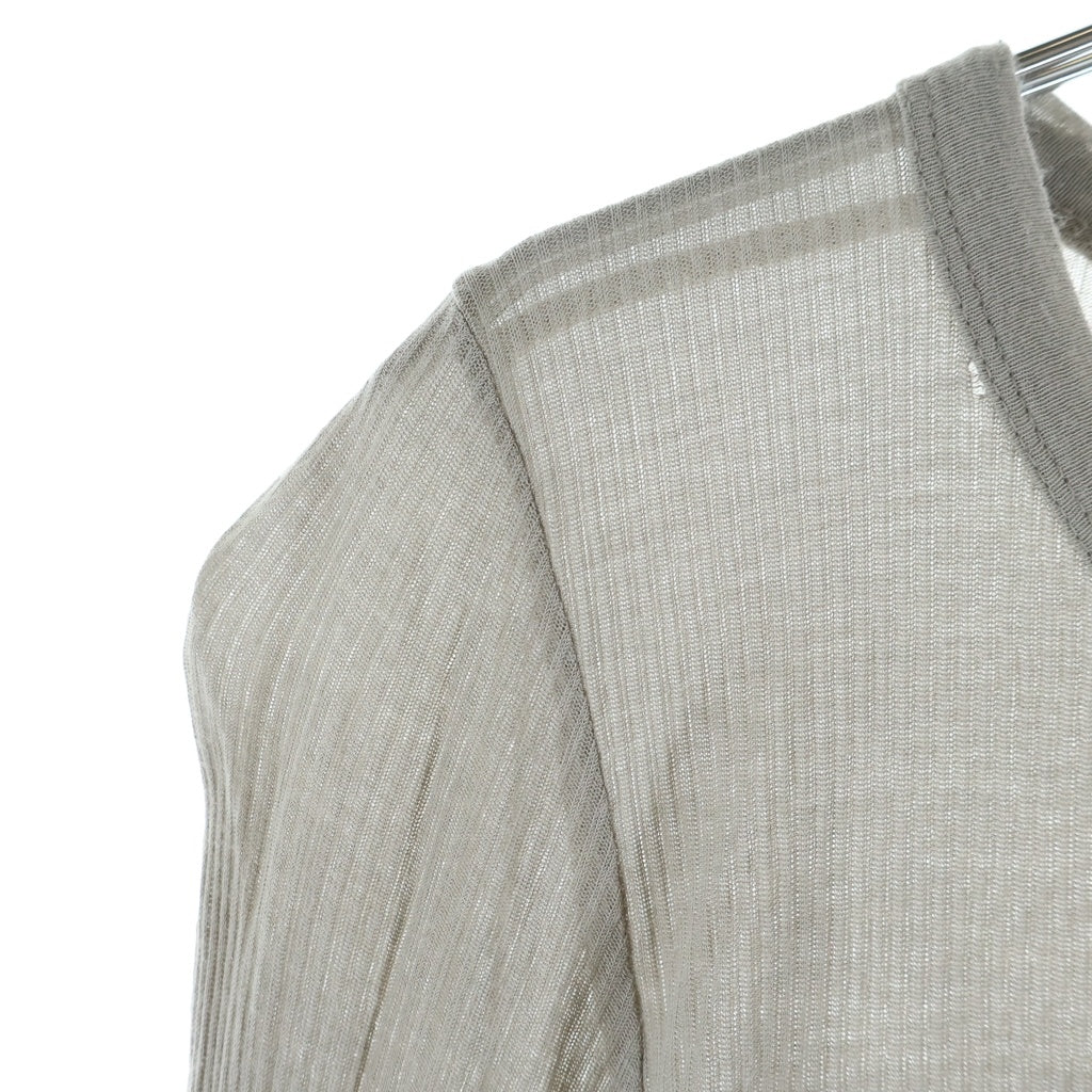 Rick Owens(リックオウエンス) 24SS RIB LONG SLEEVE TEE シアー 長袖Tシャツ カットソー ベージュ RU01D3250-RC