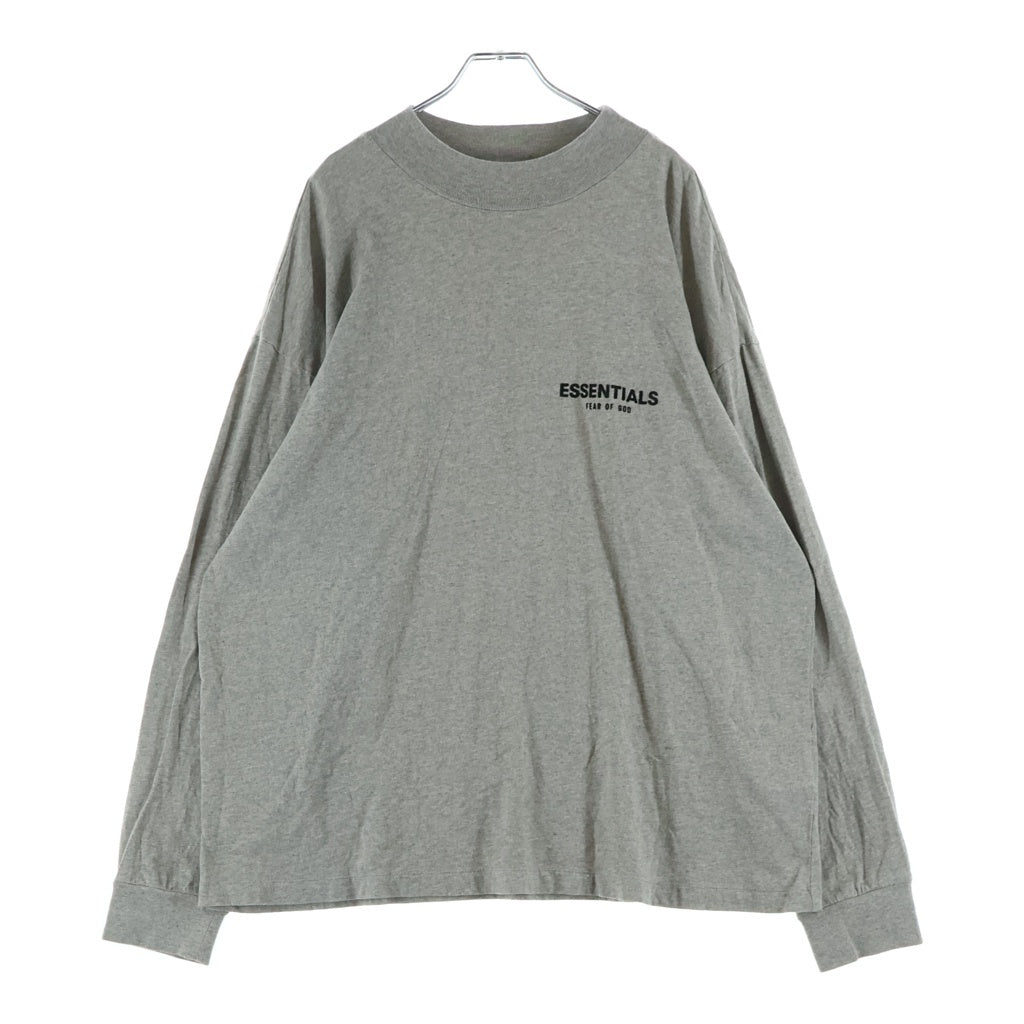 FEAR OF GOD ESSENTIALS(フィアオブゴッド エッセンシャルズ) Felt Logo Mockneck L/S Tee フェルトロゴモックネックロングスリーブTシャツ 長袖Tシャツ カットソー グレー