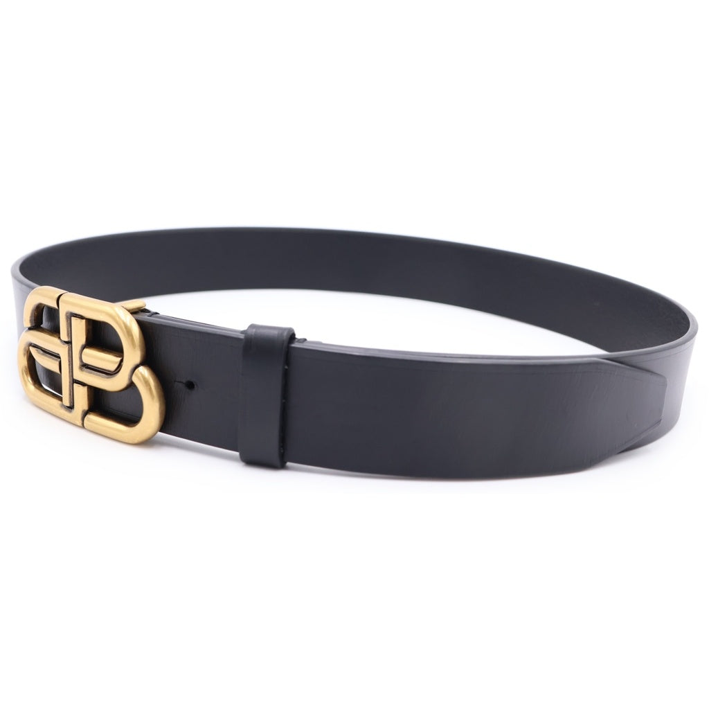 BALENCIAGA(バレンシアガ) BB LOGO BELT BBロゴデザイン ベルト 570370 ブラック/ゴールド