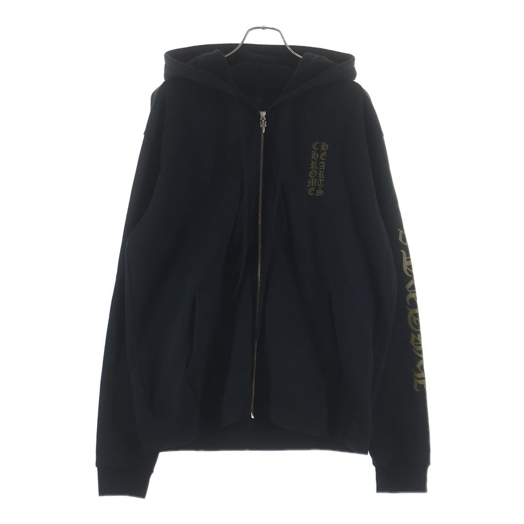 CHROME HEARTS(クロムハーツ) Vertical Logo Zip Up Hoodie バーティカルロゴジップアップパーカー ダガージップフーディー ブラック