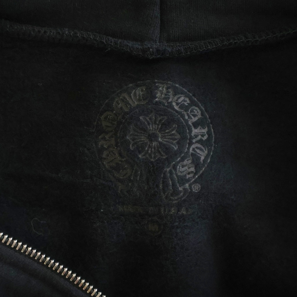 CHROME HEARTS(クロムハーツ) Vertical Logo Zip Up Hoodie バーティカルロゴジップアップパーカー ダガージップフーディー ブラック
