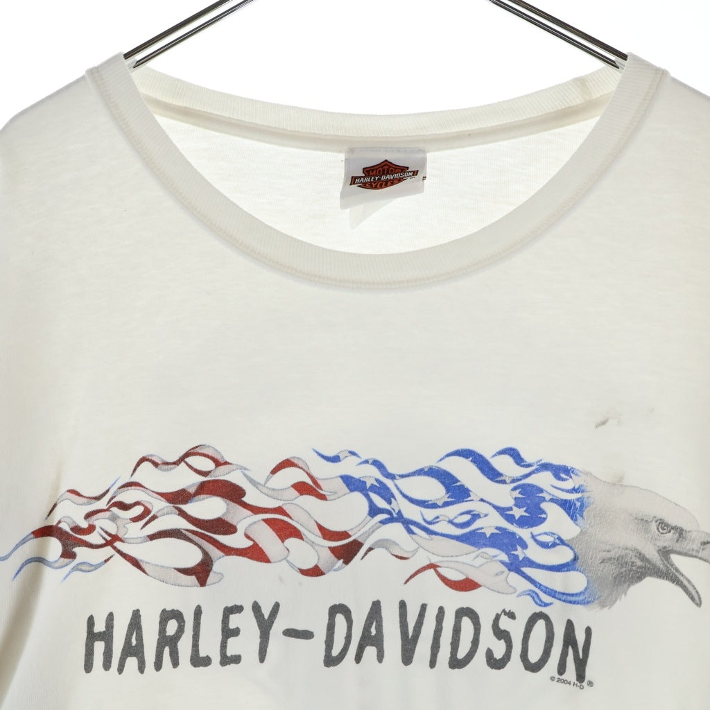 VINTAGE(ヴィンテージ) 00S HARLEY DAVIDSON BOWLING GREEN KENTUCKY ハーレーダビッドソン アームプリント 両面プリント Tシャツ 長袖カットソー ホワイト