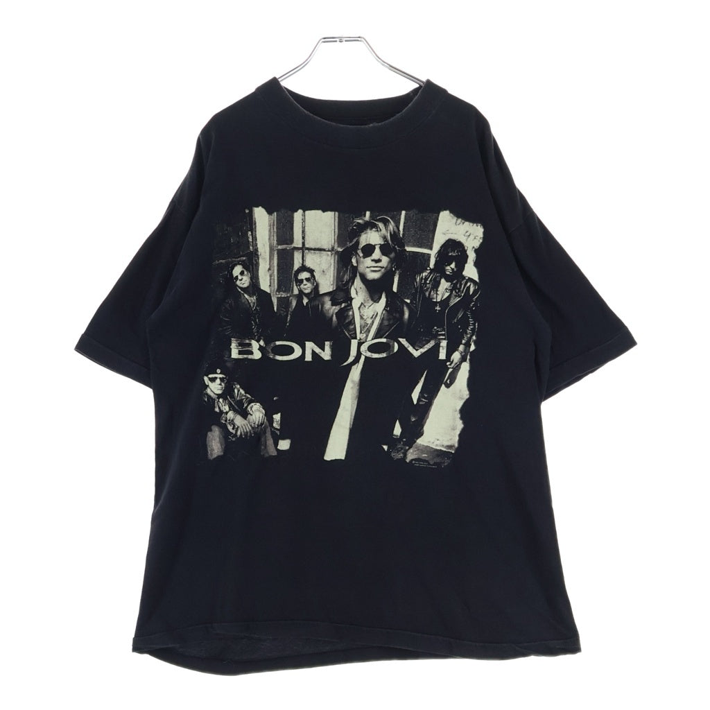 VINTAGE(ヴィンテージ) 90S BON JOVI KEEP THE FAITH ボンジョビ キープザフェイス 両面プリントクルーネック半袖Tシャツ ブラック