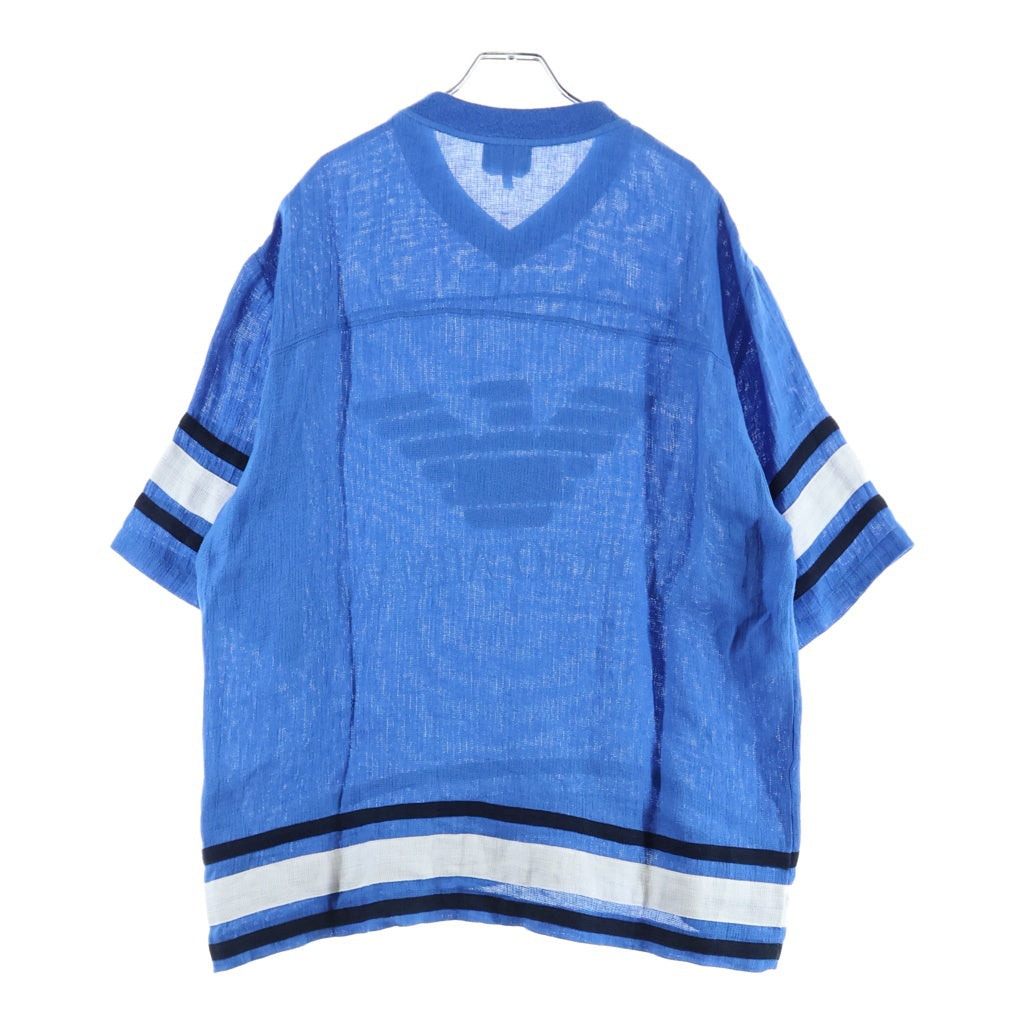 GIORGIO ARMANI(ジョルジオアルマーニ) ×KITH Open Weave Malik Jersey キス フロントLロゴデザイン オープン ウィーブ マリック ジャージーシャツ ブルー GM002518 TE17994