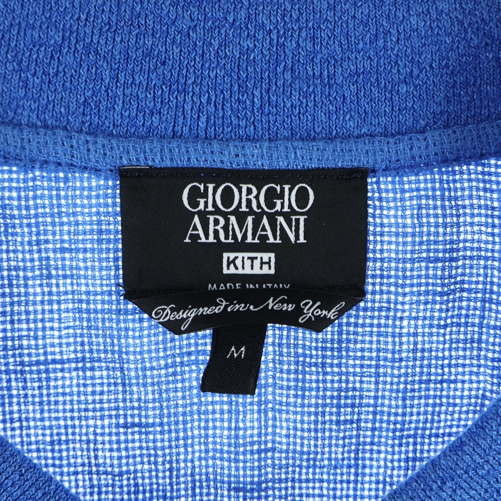 GIORGIO ARMANI(ジョルジオアルマーニ) ×KITH Open Weave Malik Jersey キス フロントLロゴデザイン オープン ウィーブ マリック ジャージーシャツ ブルー GM002518 TE17994