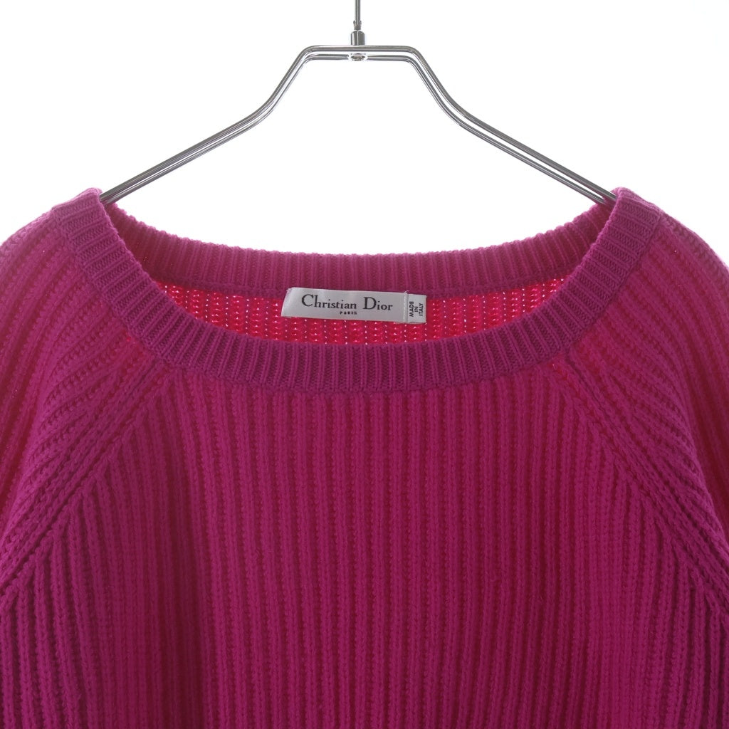 Christian Dior(クリスチャンディオール) カシミヤ スクエアネック 五分袖 ニットセーター ピンク レディース