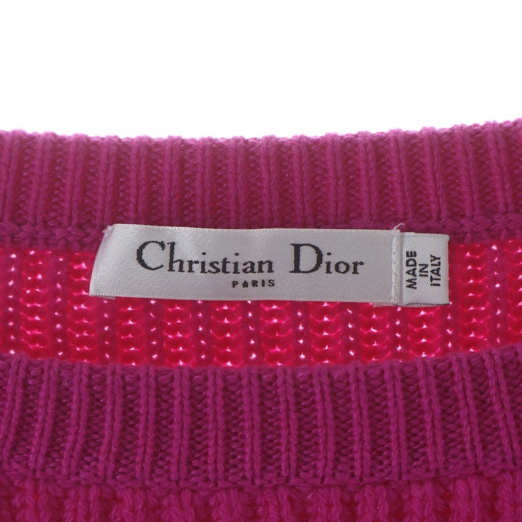 Christian Dior(クリスチャンディオール) カシミヤ スクエアネック 五分袖 ニットセーター ピンク レディース