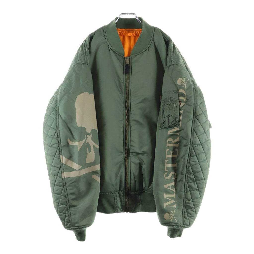 mastermind JAPAN(マスターマインドジャパン) ×ALPHA INDUSTRIES Back Quilted MA-1 Bomber Jacket バックキルテッドMA-1ボンバージャケット ロゴプリントナイロン中綿ブルゾン AAL-3732
