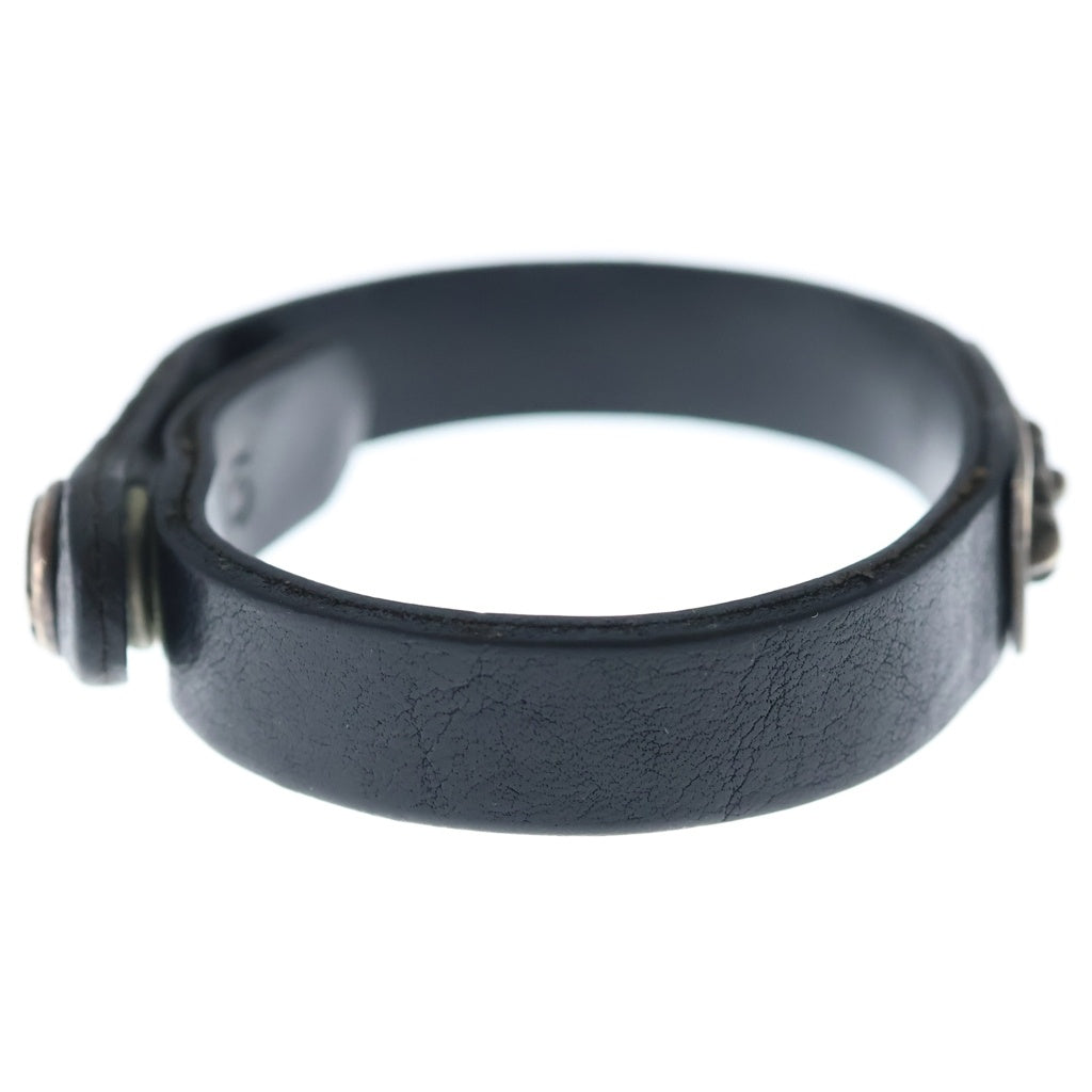 CHROME HEARTS(クロムハーツ) CUFF PLATE FLRL CRS レザーブレスレット シルバー/ブラック