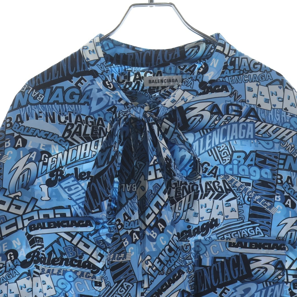 BALENCIAGA(バレンシアガ) 19SS 総柄 ネックリボンデザイン シルク