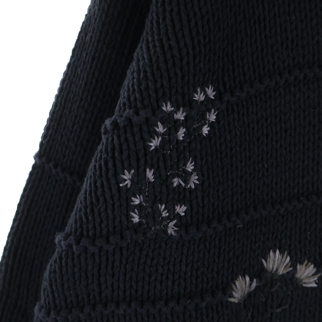 KITH(キス) Weirfield Crewneck フラワー 刺繍 ラウンドネック ニットセーター ブラック 23-080-060-0010-1-0