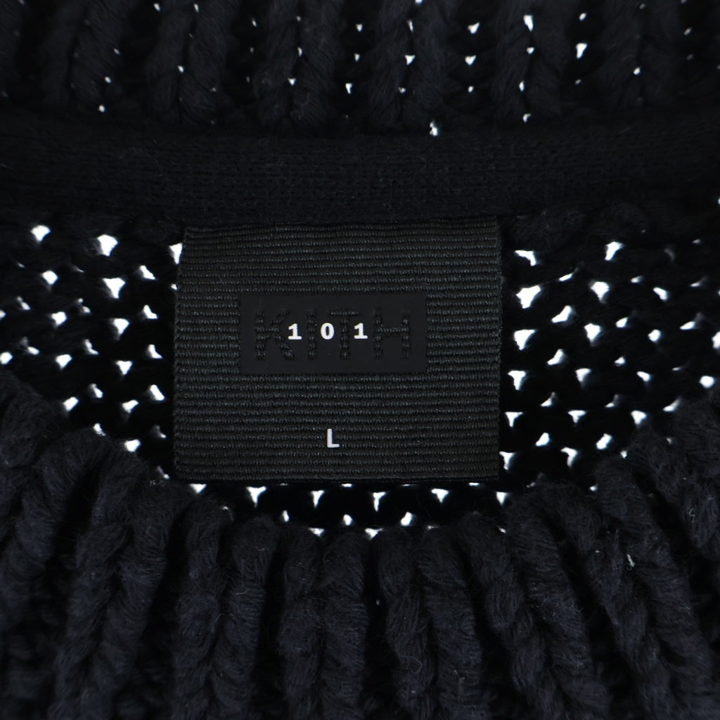 KITH(キス) Weirfield Crewneck フラワー 刺繍 ラウンドネック ニットセーター ブラック 23-080-060-0010-1-0