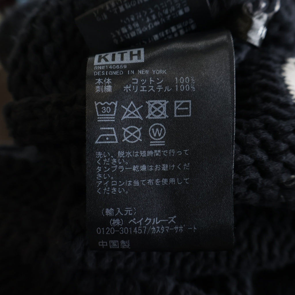 KITH(キス) Weirfield Crewneck フラワー 刺繍 ラウンドネック ニットセーター ブラック 23-080-060-0010-1-0