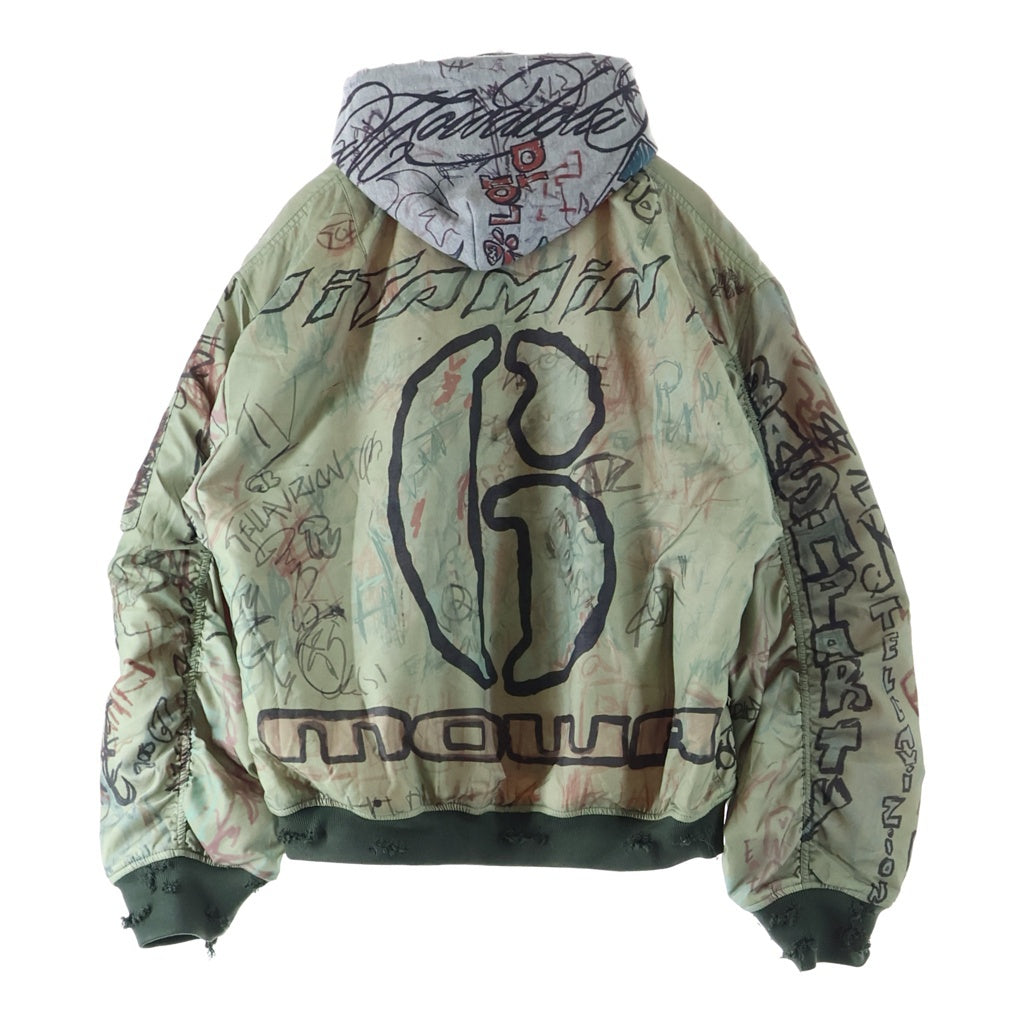 Mowalola(モワローラ) 25AW GRAFFITI BOMBER JACKET グラフィック ボンバージャケット カーキ