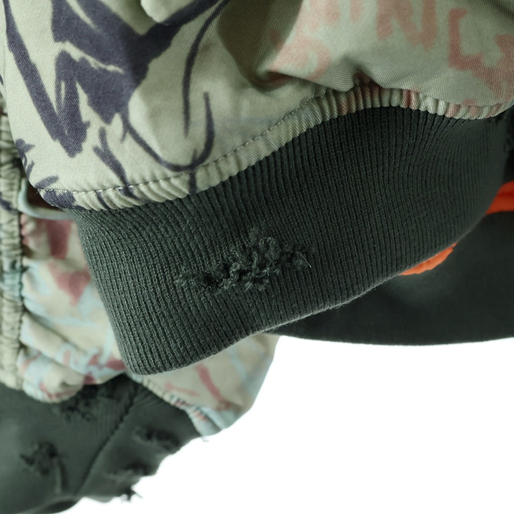 Mowalola(モワローラ) 25AW GRAFFITI BOMBER JACKET グラフィック ボンバージャケット カーキ