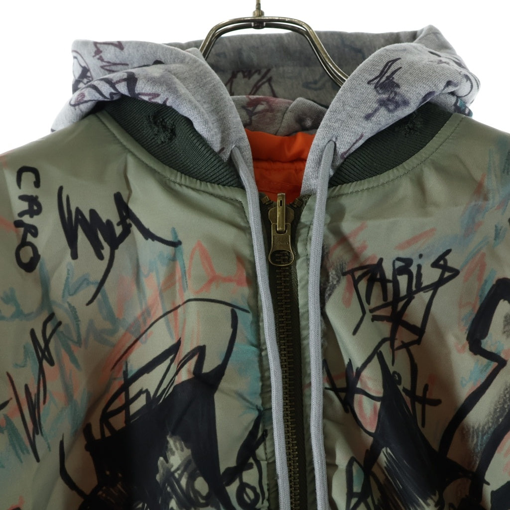Mowalola(モワローラ) 25AW GRAFFITI BOMBER JACKET グラフィック ボンバージャケット カーキ
