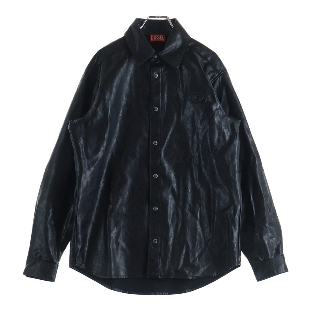 DIESEL(ディーゼル) S-SIMPLY-QMBU フェイクレザー ロゴデザイン ボタン ジャケット ブラック A20021