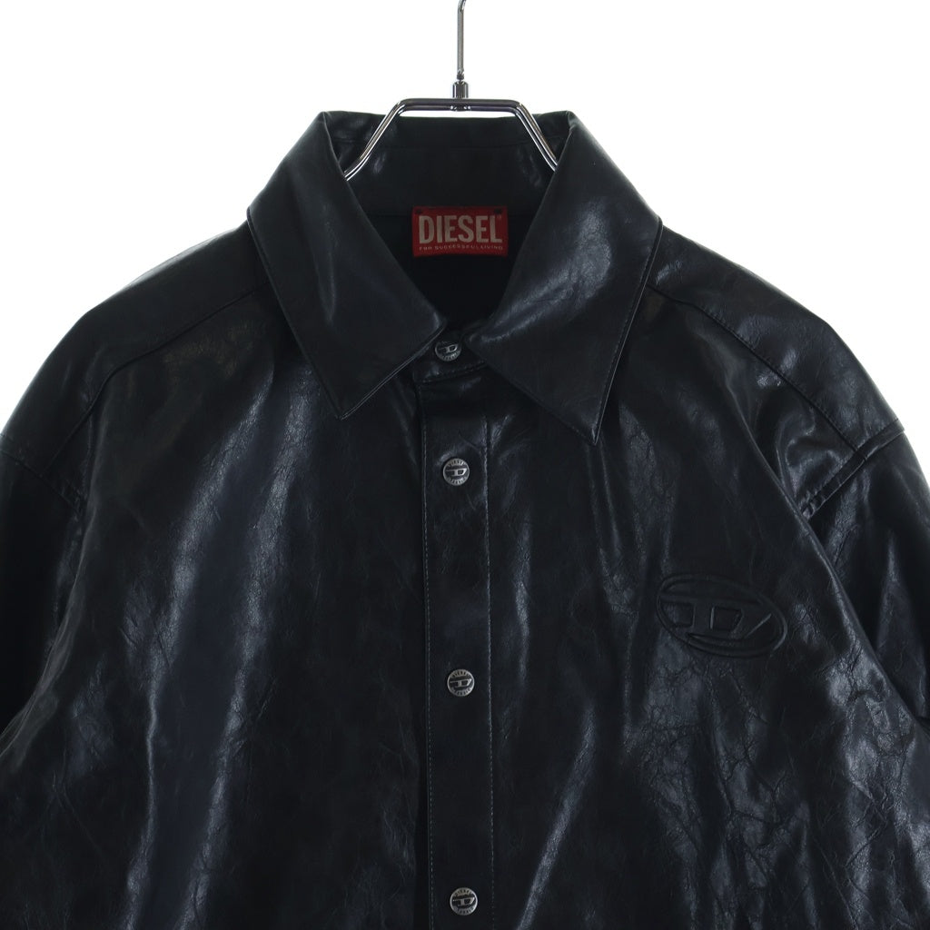 DIESEL(ディーゼル) S-SIMPLY-QMBU フェイクレザー ロゴデザイン ボタン ジャケット ブラック A20021