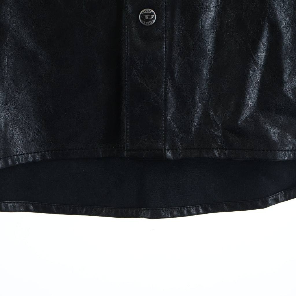 DIESEL(ディーゼル) S-SIMPLY-QMBU フェイクレザー ロゴデザイン ボタン ジャケット ブラック A20021