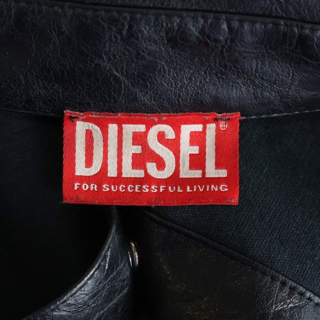 DIESEL(ディーゼル) S-SIMPLY-QMBU フェイクレザー ロゴデザイン ボタン ジャケット ブラック A20021