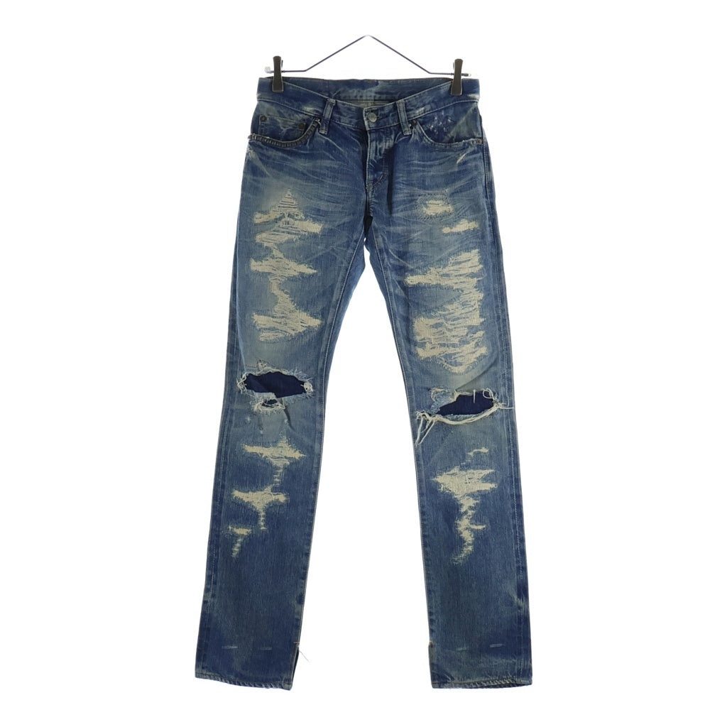 HYSTERIC GLAMOUR(ヒステリックグラマー) ピラミッドスタッズ ダメージ加工 デニムパンツ インディゴ