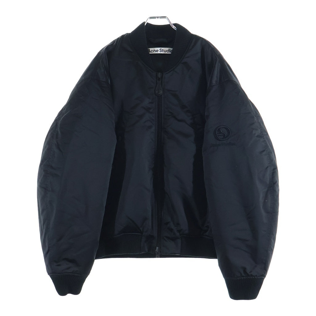 Acne Studios(アクネ ストゥディオズ) Bomber Jacket Logogram ボンバージャケットロゴグラム ロゴ刺繍ジップアップナイロン中綿ブルゾン FN-MN-OUTW001129 ブラック