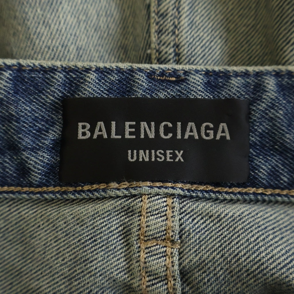 BALENCIAGA(バレンシアガ) Low Crotch Jeans クラッシュ加工ウォッシュドバギーデニムパンツ ジーンズ 706652 TJW95 インディゴ