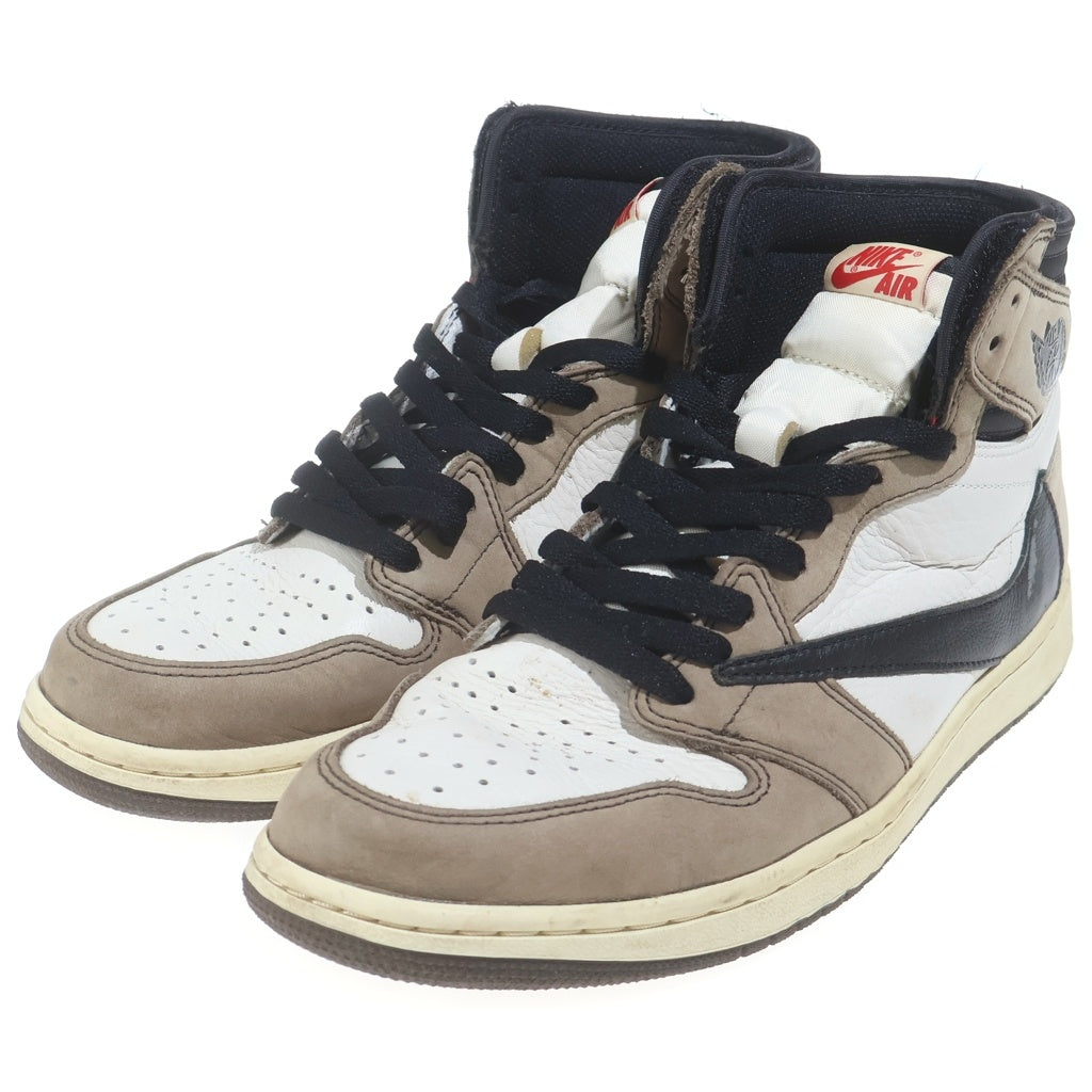 NIKE(ナイキ) ×AIR JORDAN 1 RETRO HIGH OG TS SP トラヴィススコット エアジョーダン1 ハイカットスニーカー ブラウン/ホワイト US9.5/27.5cm CD4487-100