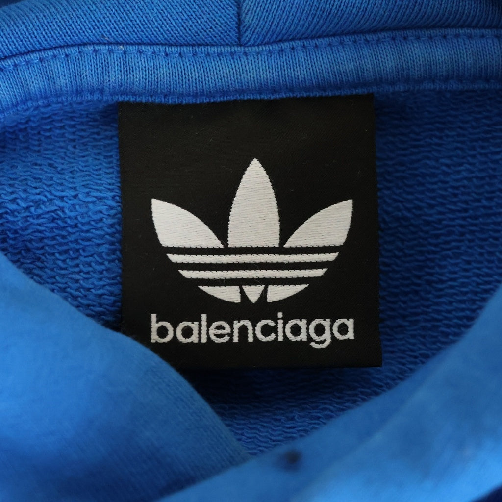BALENCIAGA(バレンシアガ) 22AW ×adidas Hoodie Large Fit プルオーバー パーカー フーディー スウェット ブルー 729322 TNVN2
