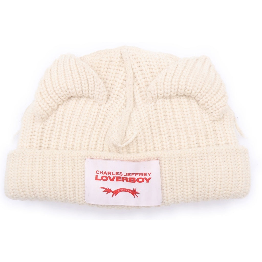 CHARLES JEFFREY LOVERBOY(チャールズジェフリーラバーボーイ) Chunky Ears Beanie 猫耳 ニット帽 ビーニー ホワイト 31130402