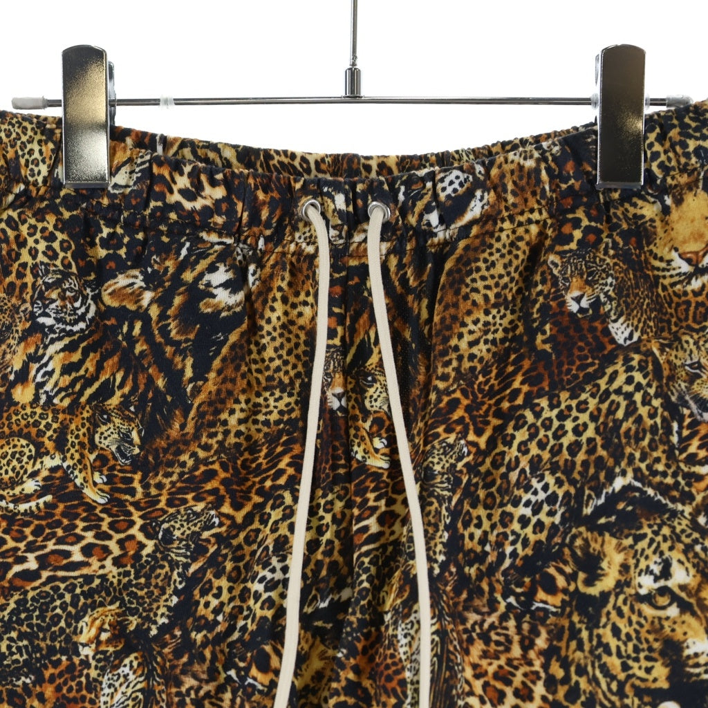 CELINE(セリーヌ) WIDELEG TIGER PRINTED SHORT PANTS 2Z263437S タイガープリント ダメージ加工ハーフパンツ スウェットショーツ ブラウン